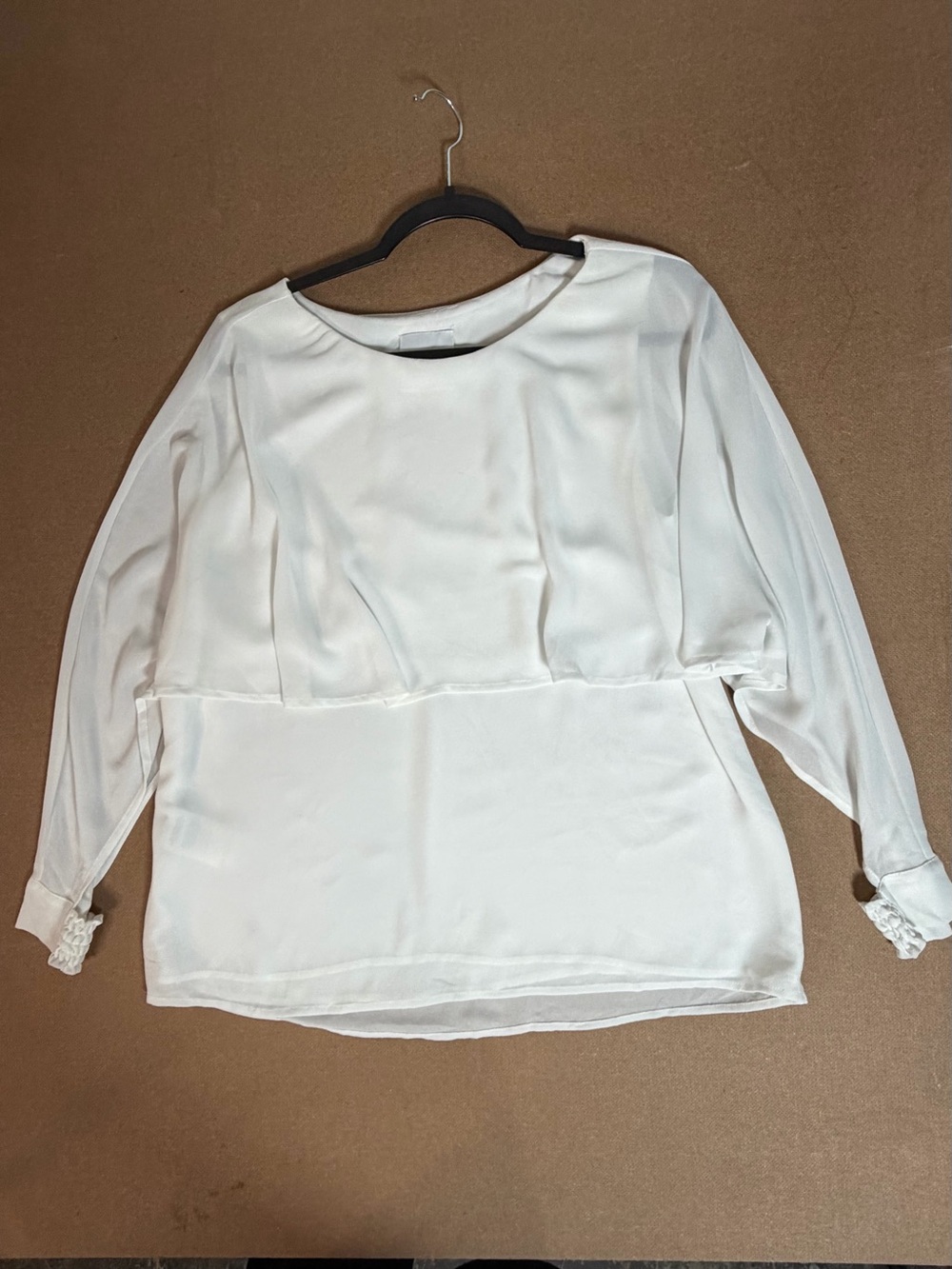 Lysse Ivory Long-Sleeve Layered Chiffon Blouse